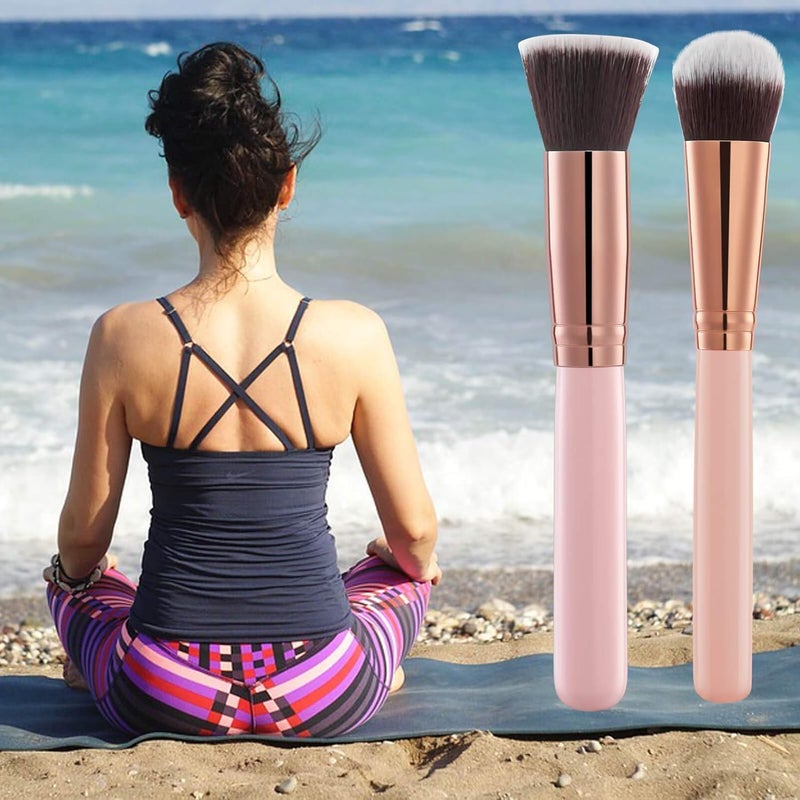 IBBO Face Self Tanning Brush Kabuki Brush, Professional Self Tan Sunless Tanning, Self Tanner brush Applicator, Flat Top Brush Face And Beauty Cosmetic Blending Brush (Pack Of 2) - Image 4