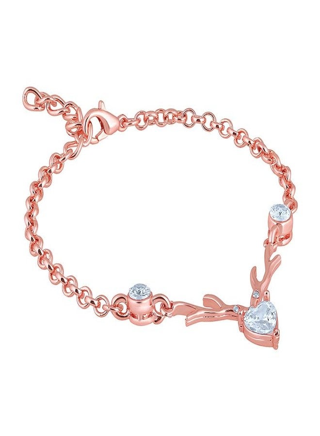 Mahi Heart & Deer-Shaped Stunning Adjustable Bracelet with Sparkling White Cubic Zirconia (CZ) for Women (BR1101060ZWhi) - Image 5