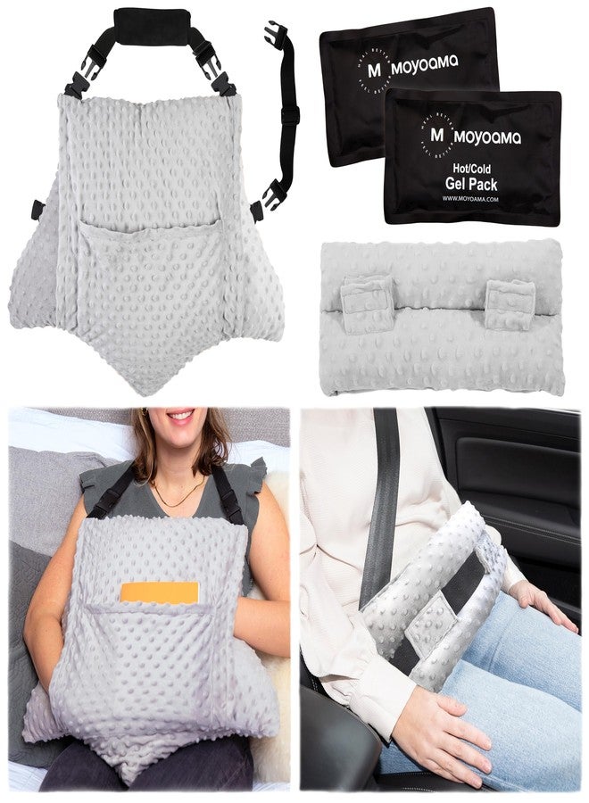 MOYOAMA 4 Pc Hysterectomy Pillow Set - Incl Seatbelt Cushion & 2 Gel Packs for Soothing Relief - After Hysterectomy Recovery Must-Haves, Post-Op C-Section Pillow Gifts, Abdominal Surgery Recovery - Image 1