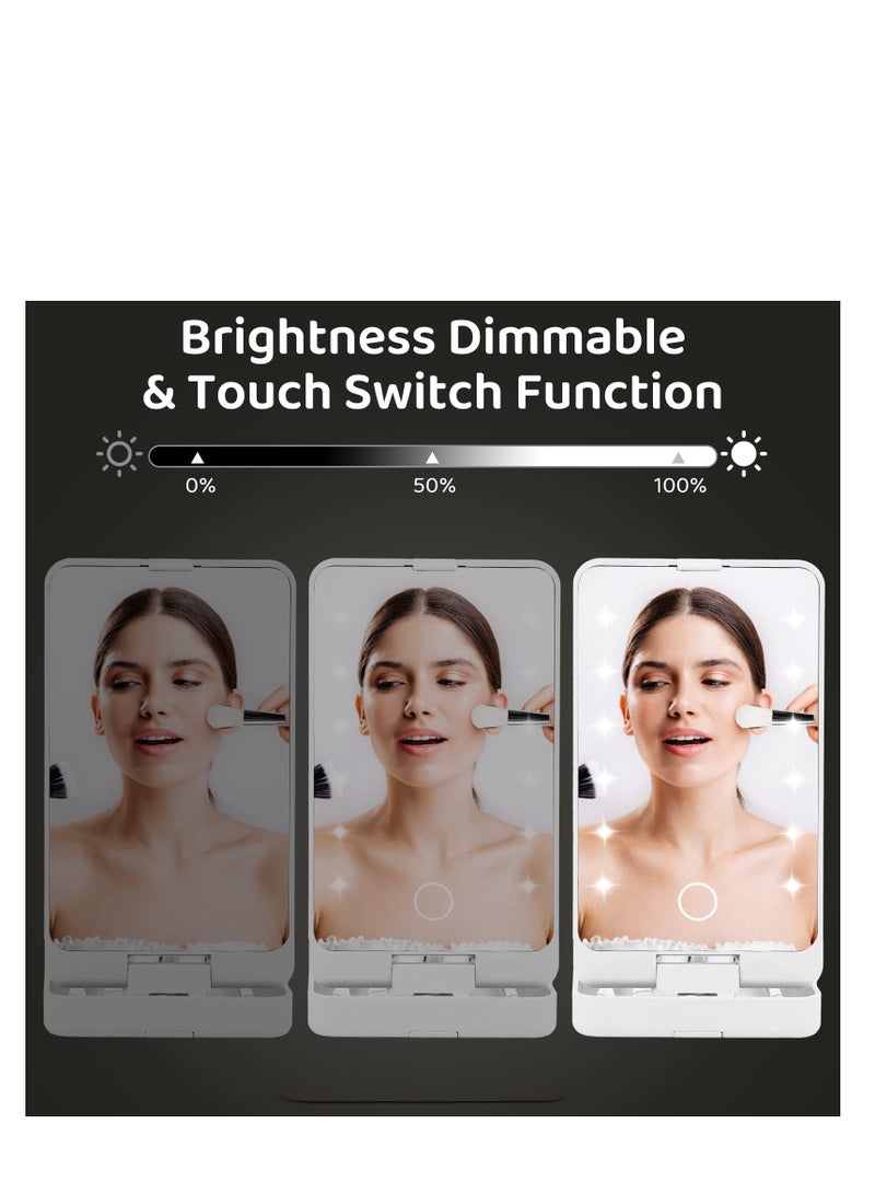 SYOSI Vanity Mirror with Light Portable Dressing Table Makeup Mirror with 12 LED Lights 5Pcs Brush 360°Adjustable Touch Screen Lighted Desk Mirror 1000 mAh USB Rechargeable Small Shaving Compact Mirror  - Image 5