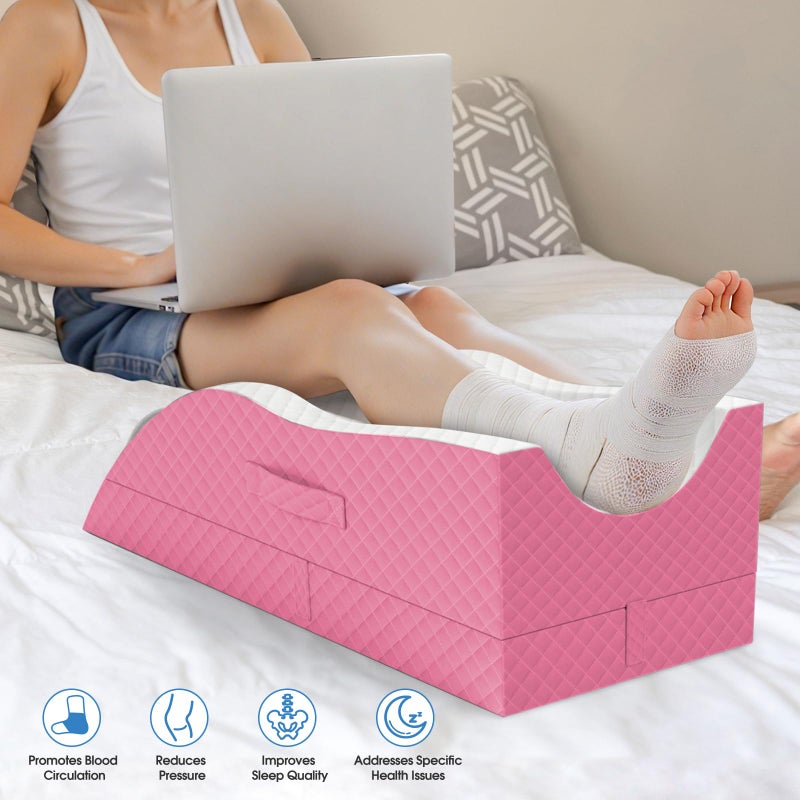 TranquilRelax Elevation Pillows for Leg After Surgery, Memory Foam Adjustable Wedge Pillow for Injury or Rest, Ankle Pillow for Sleeping Blood Circulation Pink/Single Leg - Image 5