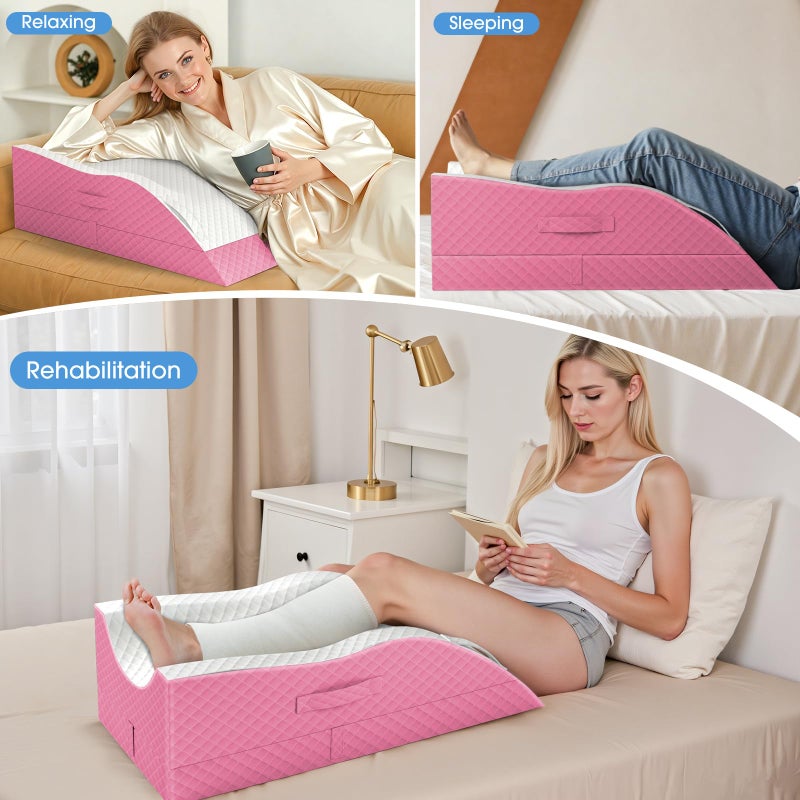 TranquilRelax Elevation Pillows for Leg After Surgery, Memory Foam Adjustable Wedge Pillow for Injury or Rest, Ankle Pillow for Sleeping Blood Circulation Pink/Single Leg - Image 3