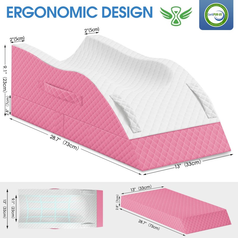 TranquilRelax Elevation Pillows for Leg After Surgery, Memory Foam Adjustable Wedge Pillow for Injury or Rest, Ankle Pillow for Sleeping Blood Circulation Pink/Single Leg - Image 2
