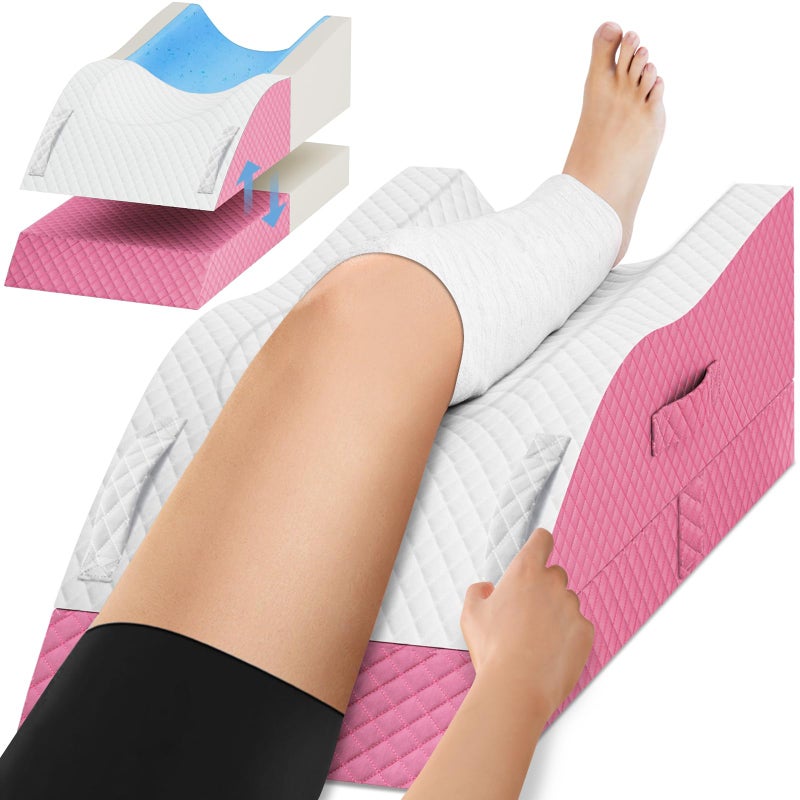 TranquilRelax Elevation Pillows for Leg After Surgery, Memory Foam Adjustable Wedge Pillow for Injury or Rest, Ankle Pillow for Sleeping Blood Circulation Pink/Single Leg - Image 1