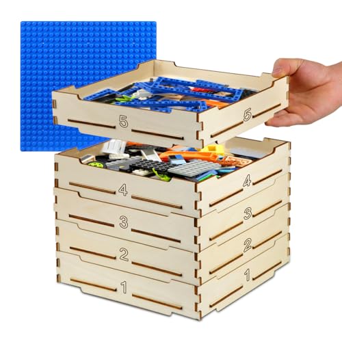 WSBXBB 5 Tray Sorter Sifter Box Used for Lego Storage Sorter Brick Box for Lego Blocks Gift for LegoLover Gift for Teens and Adults 5 Different Size Sorter Perfect for LegoBlocks - Image 1