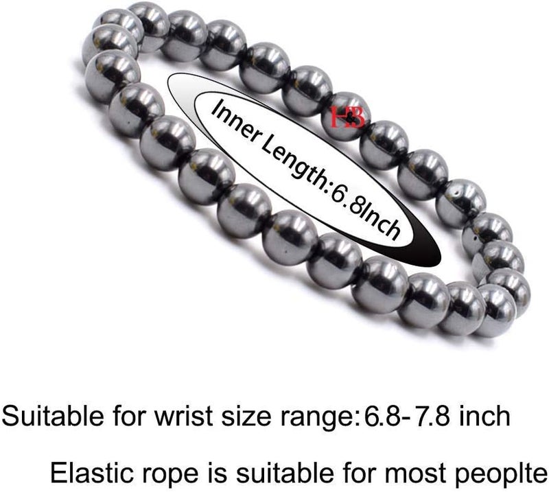 بايسون مجموعة من 4 قطع من سوار العلاج المغناطيسي من بايسون، مصنوع من الهيماتيت الأسود، 8 مم، مصنوع من خرزات كروية، سوار من حجر المغناطيس، يخفف من التهاب المفاصل والصداع والتوتر، سوار مغناطيسي مجوهرات لتخفيف القلق لمتلازمة نفق الرسغ. - Image 1