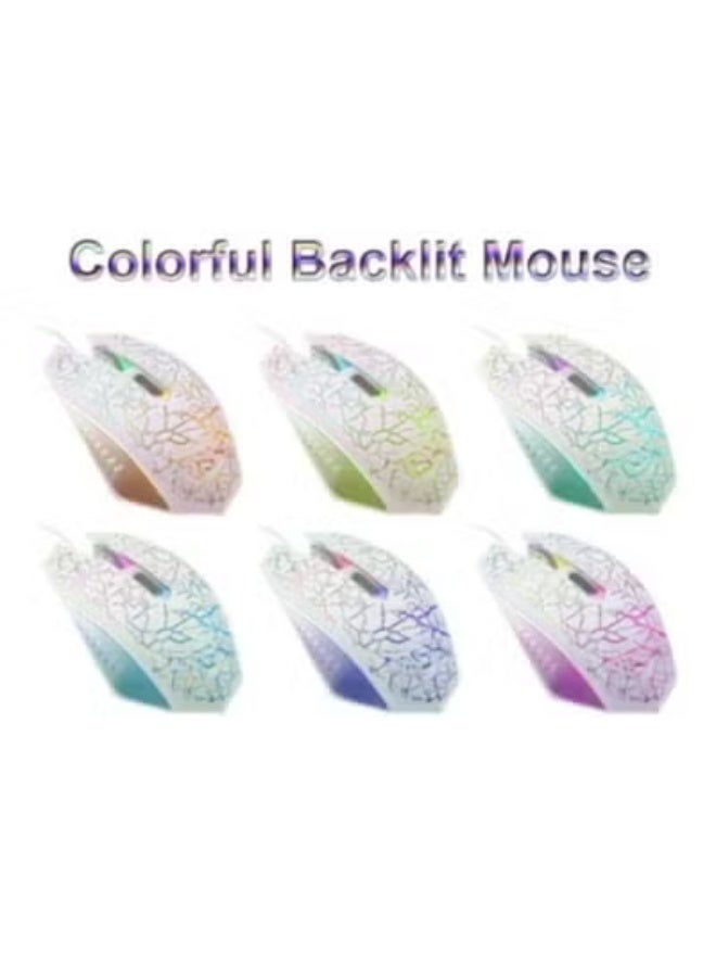 Gaming Keyboard and Mouse White, Rainbow LED Backlit Wired Keyboard and Mouse Set, 3200 DPI, for PC/Mac (White) - Image 2