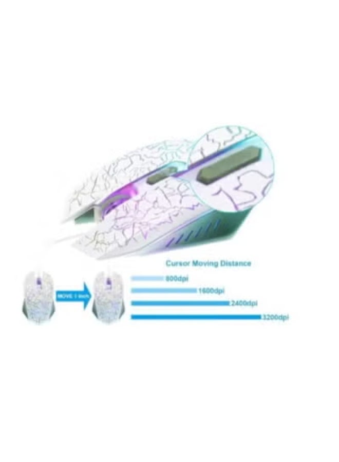 Gaming Keyboard and Mouse White, Rainbow LED Backlit Wired Keyboard and Mouse Set, 3200 DPI, for PC/Mac (White) - Image 4
