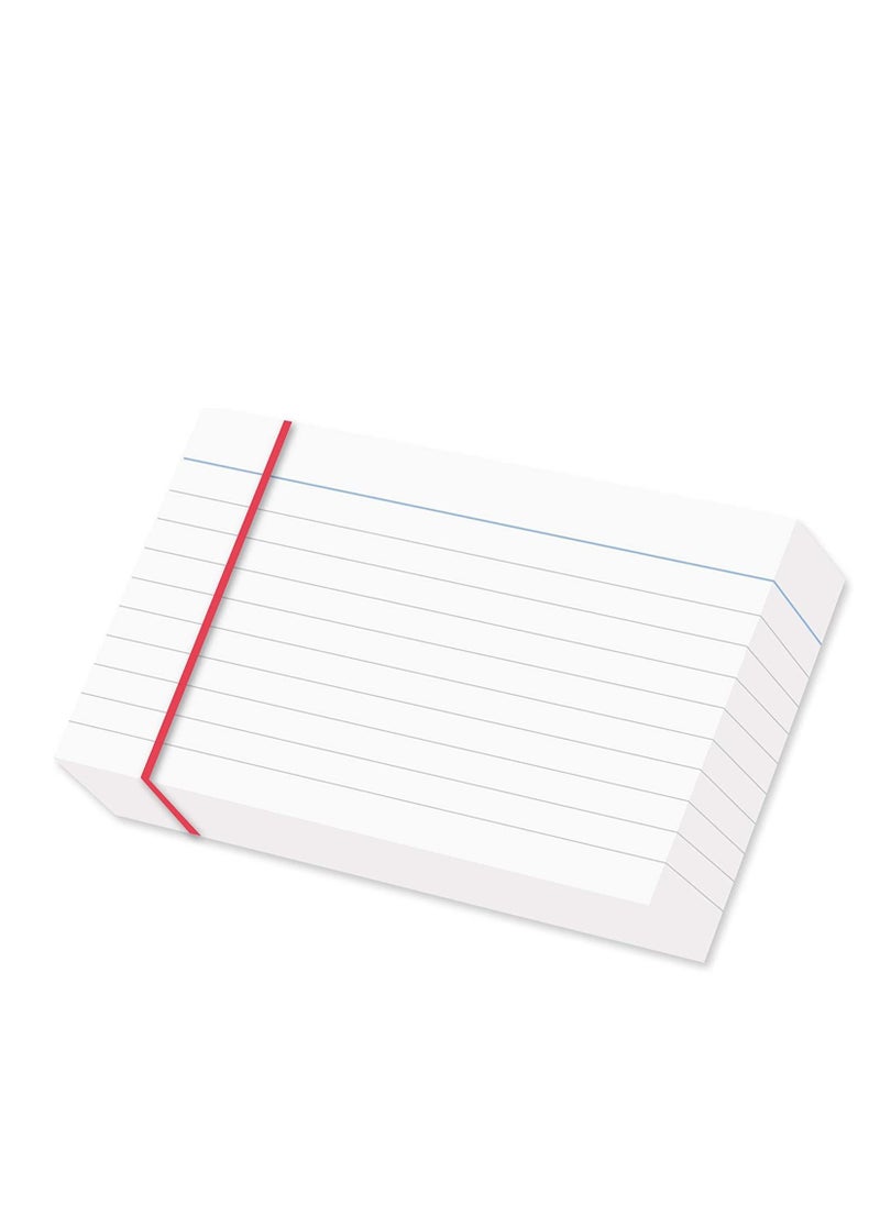MARKQ - Ruled index card, 100 Pack White Lined Record Cards for Office School Note making, List Making, Revision Flash Cards, 5” x 3”, 240GSM - Image 1