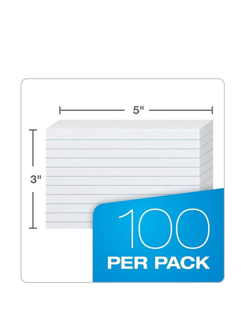 MARKQ - Ruled index card, 100 Pack White Lined Record Cards for Office School Note making, List Making, Revision Flash Cards, 5” x 3”, 240GSM - Image 1