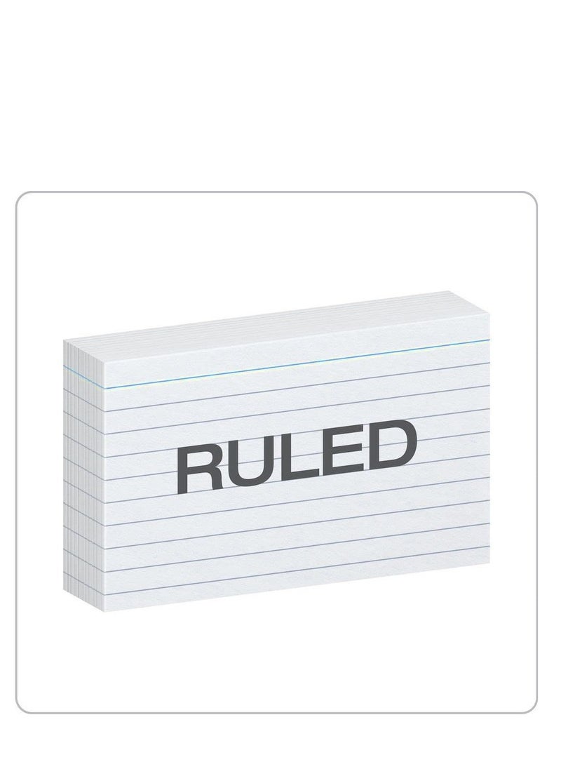 MARKQ - Ruled index card, 100 Pack White Lined Record Cards for Office School Note making, List Making, Revision Flash Cards, 5” x 3”, 240GSM - Image 1