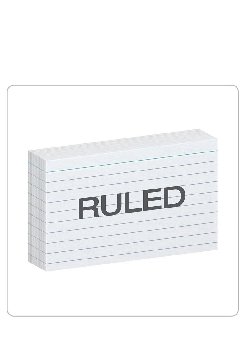MARKQ - Ruled index card, 100 Pack White Lined Record Cards for Office School Note making, List Making, Revision Flash Cards, 5” x 3”, 240GSM - Image 1
