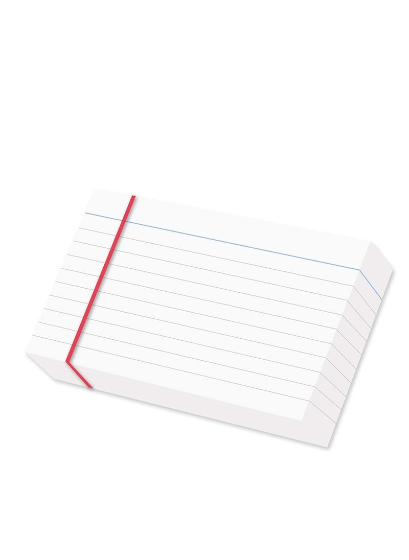MARKQ - Ruled index card, 100 Pack White Lined Record Cards for Office School Note making, List Making, Revision Flash Cards, 5” x 3”, 240GSM - Image 1