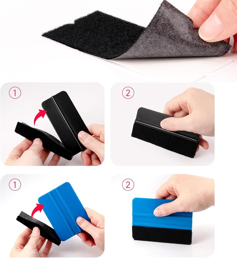 FOSHIO Pro Plus Car Vinyl Film Wrapping Application Full Set Kit include 4 Inch card Film Squeegees, Snitty Cutters, Razor Scrapers, Tweezers, Art Knife, Gloves, Magnet Graphic Vinyl Holders - Image 4