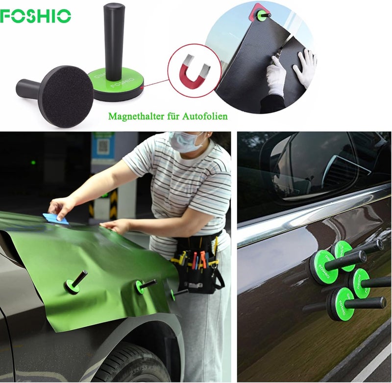 FOSHIO Pro Plus Car Vinyl Film Wrapping Application Full Set Kit include 4 Inch card Film Squeegees, Snitty Cutters, Razor Scrapers, Tweezers, Art Knife, Gloves, Magnet Graphic Vinyl Holders - Image 2