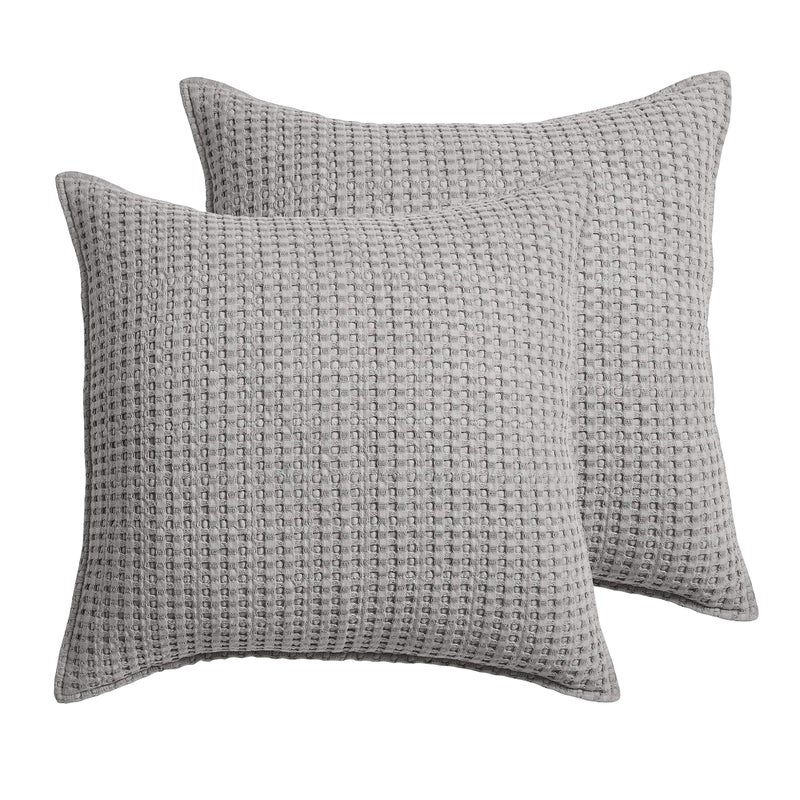 Levtex Home - Mills Waffle - Euro Sham (Set of Two) - Grey - Sham Size (26x26in.), No Insert - Image 1