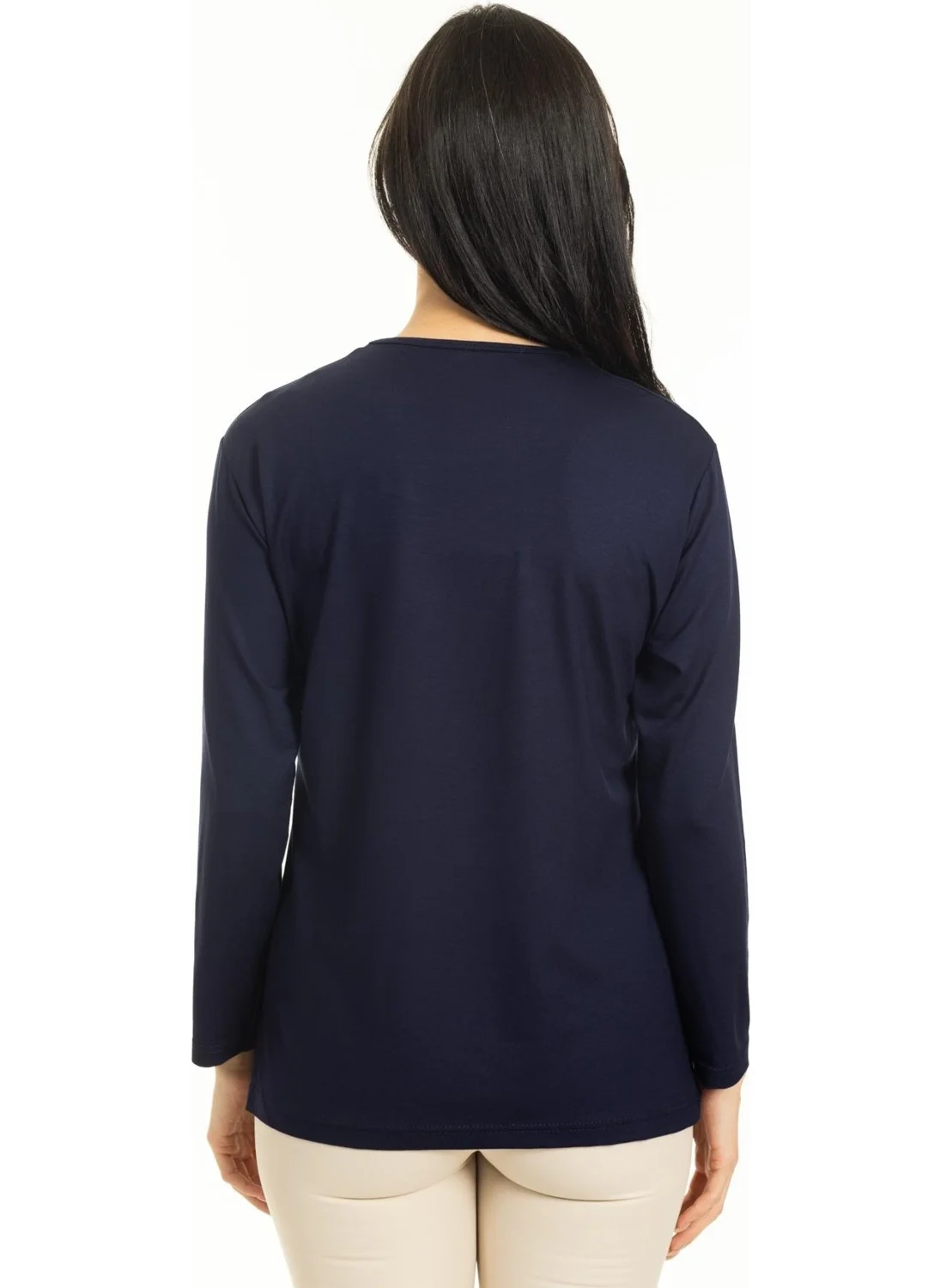 Mutlu City New Season Women Middle Age and Above New Pattern Round Neck Lycra Mother Combed Cotton Blouse 30530