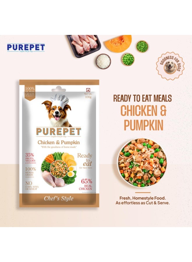 Purepet Fresh Dog Food Chicken & Pumpkin, for Adult & Puppy, 100gm | High Protein, 65% Real Chicken, 35% Fruits & Veggies | No Preservatives | Ready to Serve | All Breeds (Pack of 12) - Image 4