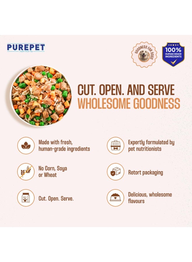 Purepet Fresh Dog Food Chicken & Pumpkin, for Adult & Puppy, 100gm | High Protein, 65% Real Chicken, 35% Fruits & Veggies | No Preservatives | Ready to Serve | All Breeds (Pack of 12) - Image 2
