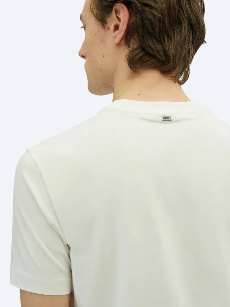 Kip Off White Printed Crew Neck 100% Cotton T-Shirt - Image 4