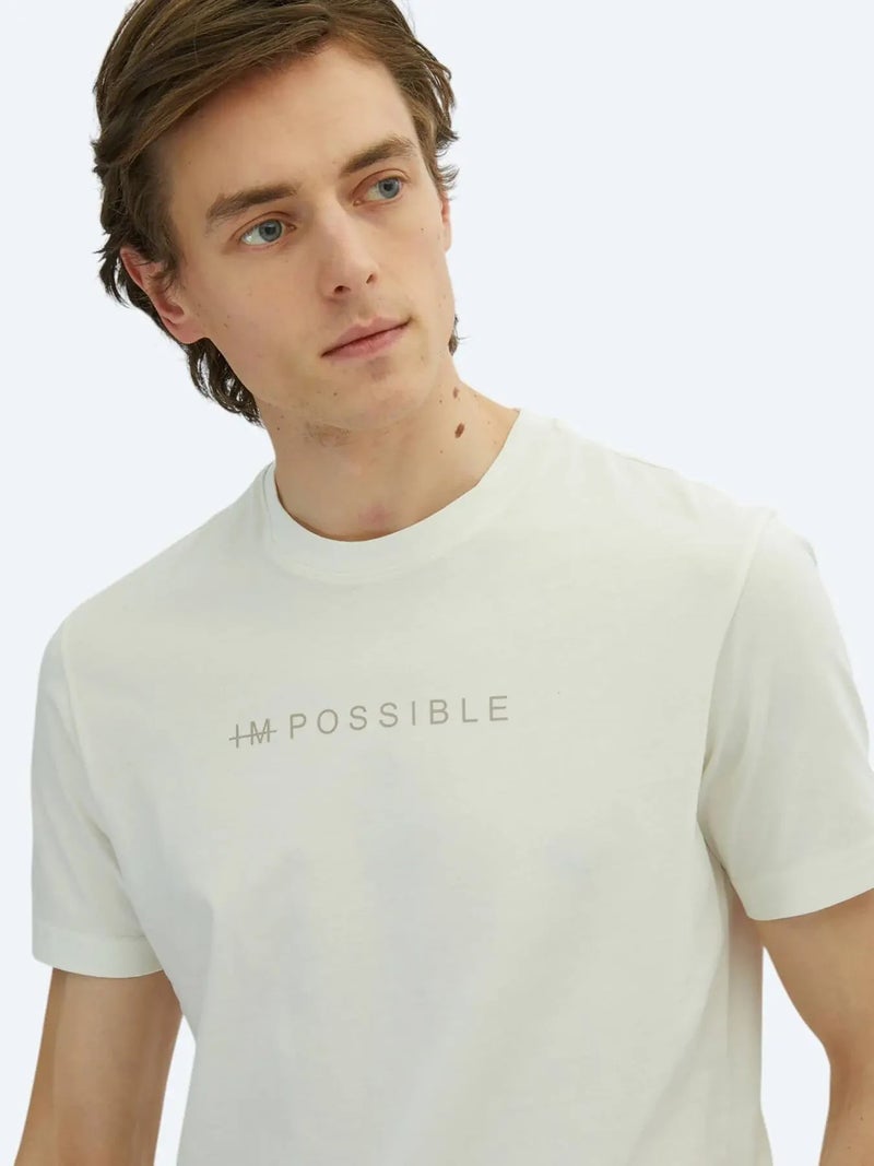 Kip Off White Printed Crew Neck 100% Cotton T-Shirt - Image 3