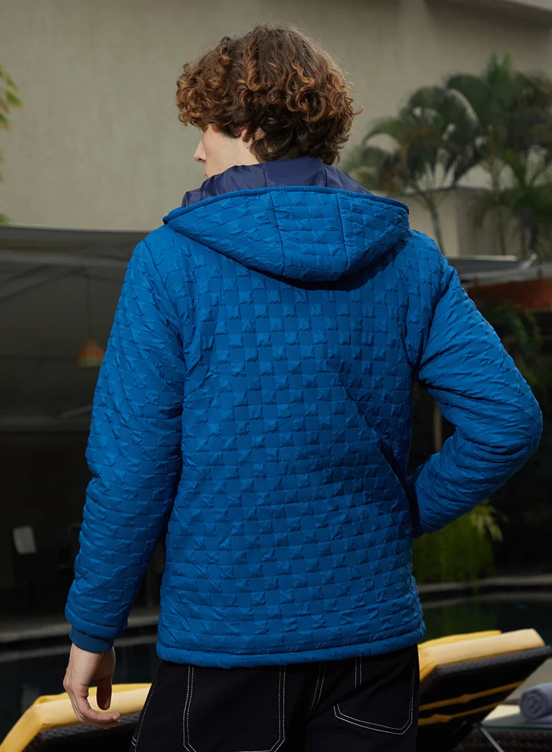 كامبوس سوترا Men's Admiral Blue Tactile Shepard Check Puffer Jacket