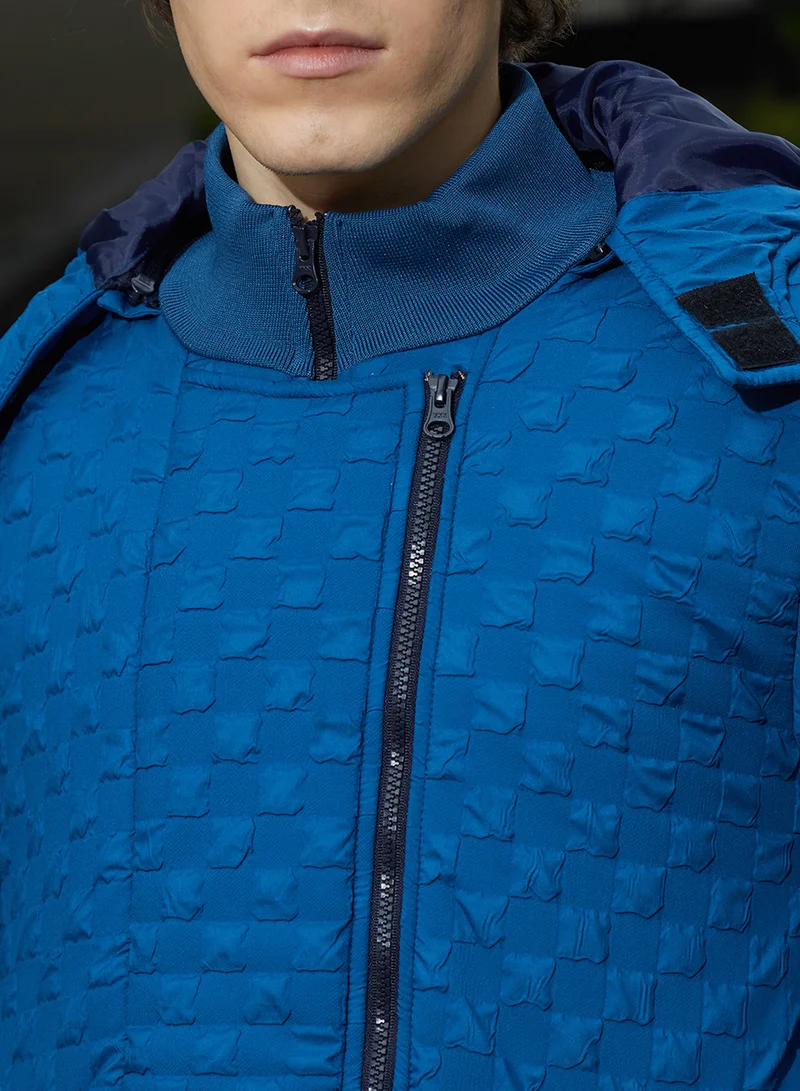 كامبوس سوترا Men's Admiral Blue Tactile Shepard Check Puffer Jacket