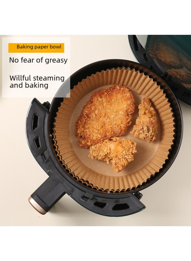 Air Fryer Special Paper Silicone Oil Paper Tray Paper Holder Round Oil Absorbing Paper Food Pad Paper Baking Disposable Household Baking-Specifications:Boxed Natural Color  50 - Image 2