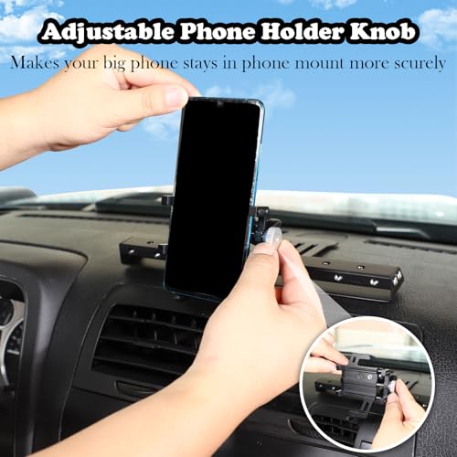 PIUGILH Car Instrument Panel Track Mobile Phone Holder Trim for Hummer H3 2005-2009 Central Control Air Vent Multifunctional Mobile Phone Holder,Black,1PCS - Image 4
