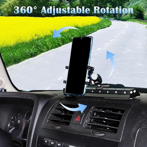 PIUGILH Car Instrument Panel Track Mobile Phone Holder Trim for Hummer H3 2005-2009 Central Control Air Vent Multifunctional Mobile Phone Holder,Black,1PCS - Image 2