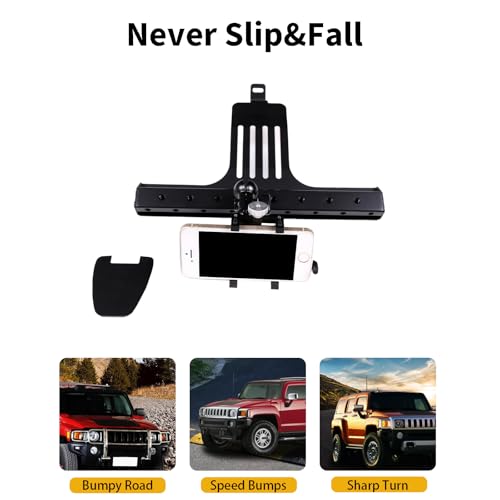 PIUGILH Car Instrument Panel Track Mobile Phone Holder Trim for Hummer H3 2005-2009 Central Control Air Vent Multifunctional Mobile Phone Holder,Black,1PCS - Image 3