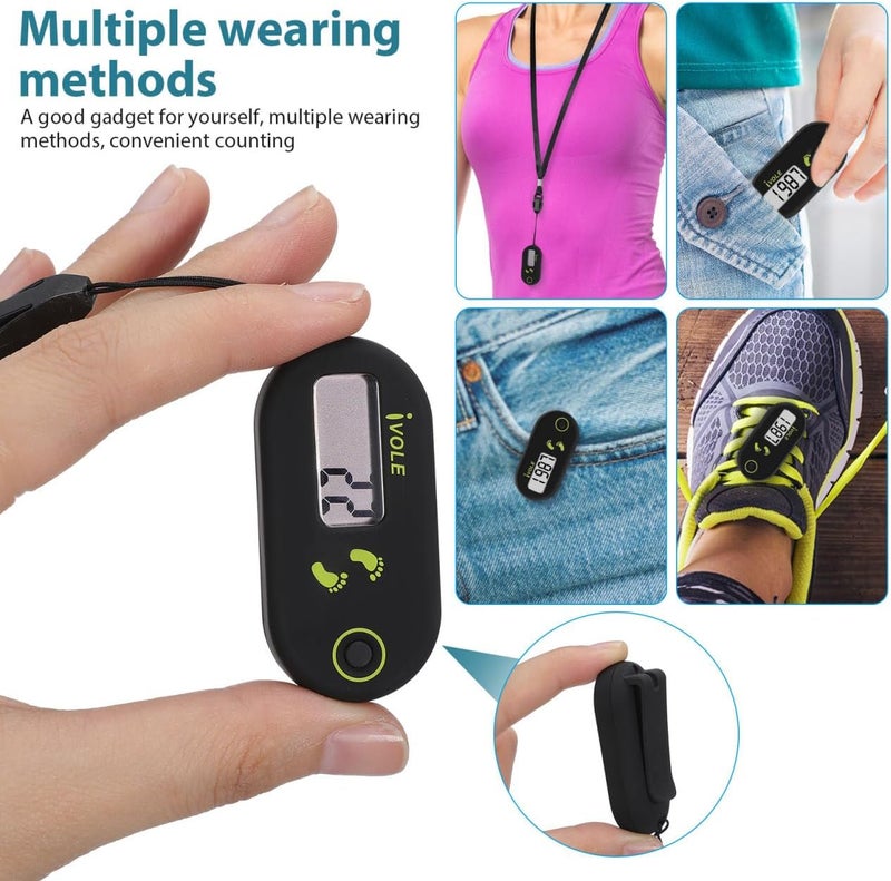 BESPORTBLE Sports Step Counter 3D Digital Pedometer Accurate Step Counter Portable Pedometer Mini Fitness Tool with Clip and Lanyard for Walking Running - Image 3