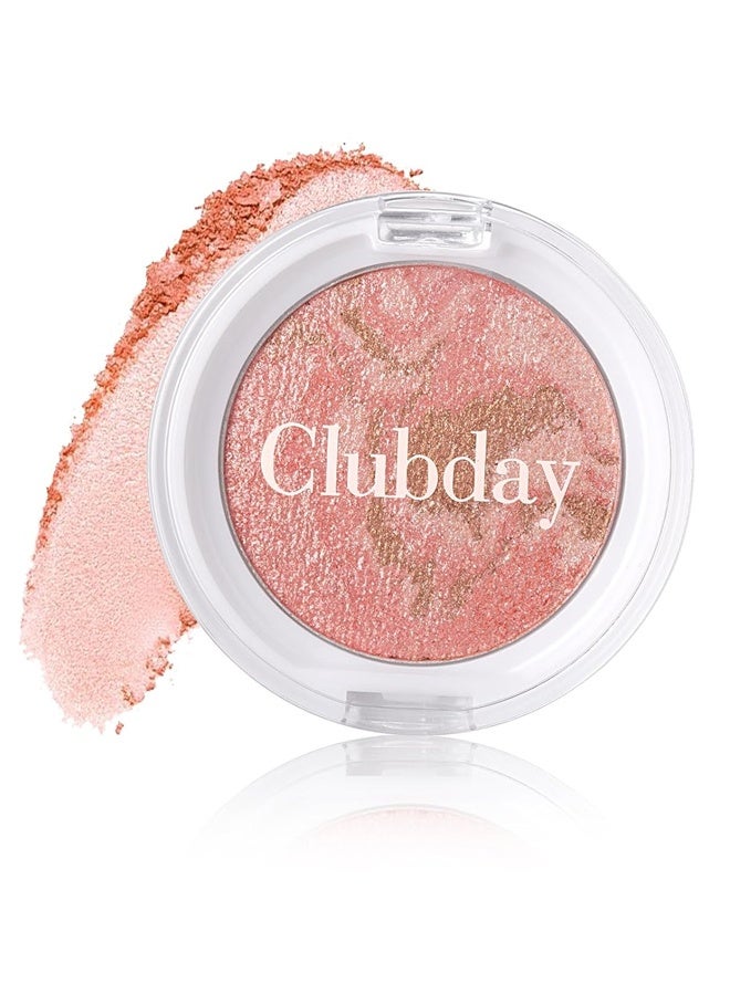 كلوبداي مسحوق أحمر الخدود الرخامي المخبوز والمشرق طويل الأمد ، لمسة نهائية متوهجة ، ناعم وقابل للمزج ، مناسب لجميع ألوان البشرة ، # 02 3.5 جم - Image 1