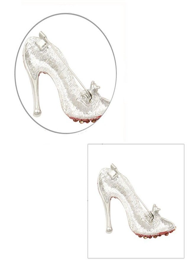 vmcoatdu Women Stylish Charm Brooch Pin Crystal Rhinestone High Heel Princess Shoes Brooch Badge (Pink) - Image 3