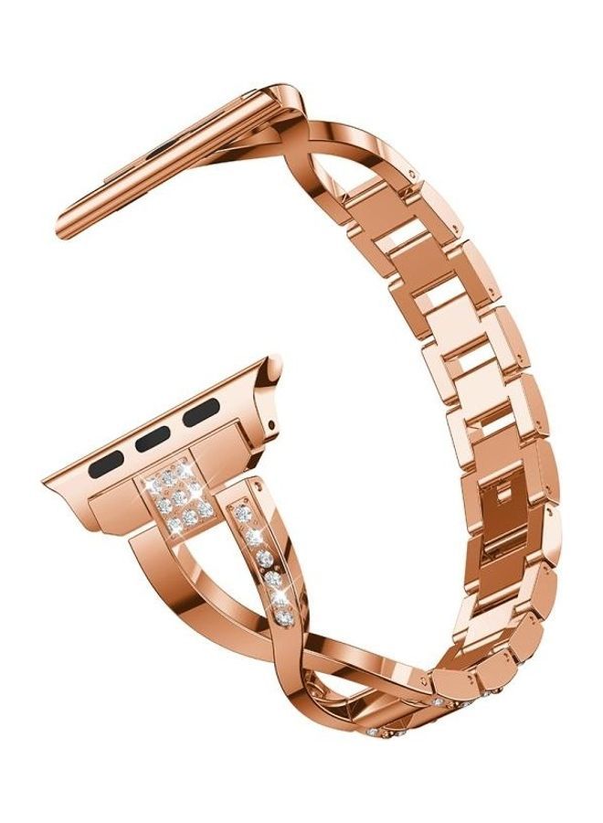 NIBEMINENT Stainless Steel Wrist Strap for Apple Watch Series 3/2/1 38mm Rose Gold - Image 4