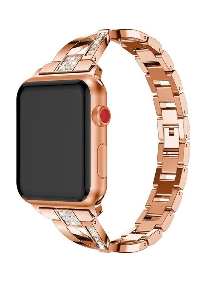 NIBEMINENT Stainless Steel Wrist Strap for Apple Watch Series 3/2/1 38mm Rose Gold - Image 1