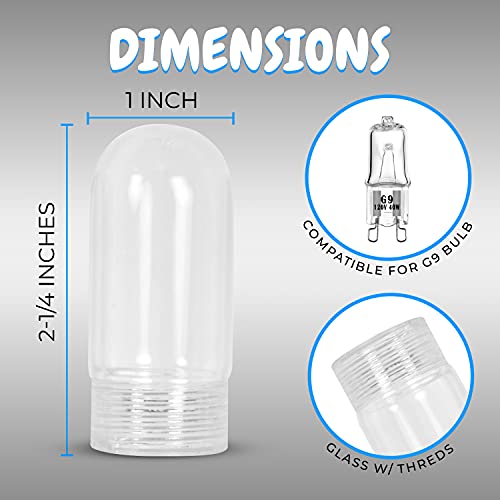 OhLectric Tubular G9 Glass Cover - Threaded Bulb Cover - Sturdy Clear Glass Protectant for Bulb - Heat Resistance Up to 500C - 2.25" - Clear - OL-41332 - Image 3