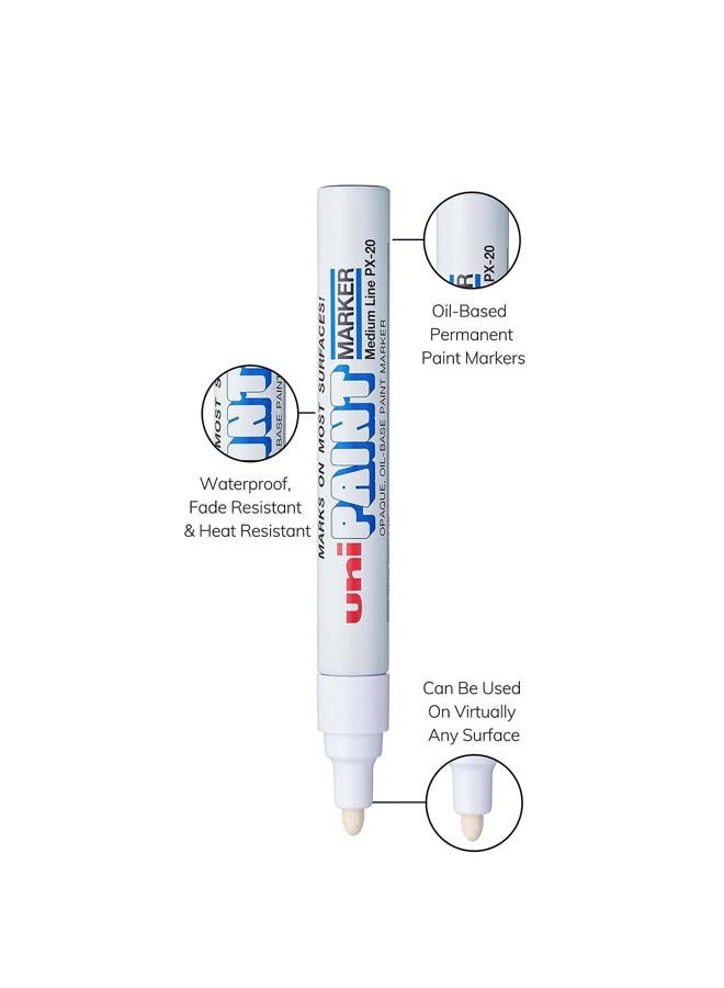 Dymo Uni-Paint PX-20 Oil-Based Paint Marker, Medium Point (White) - Image 5