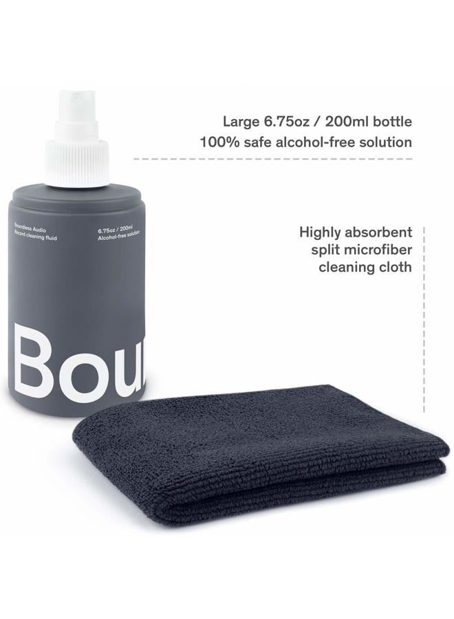 Boundless Audio Record Cleaning Solution - 6.75oz Vinyl Record Cleaner Fluid & Vinyl Cleaner Cloth & Record Label Protector - Image 2