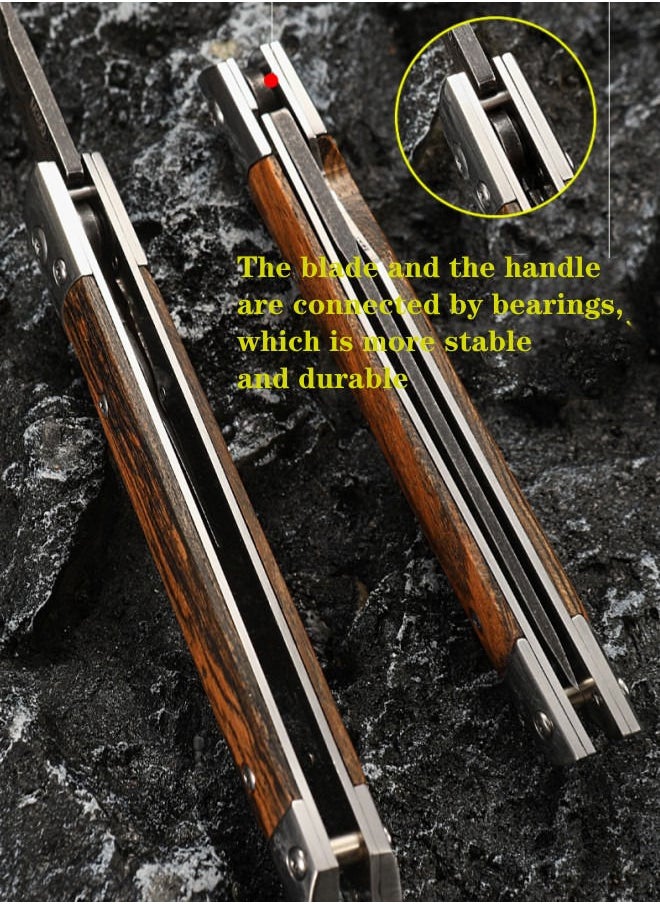 XiuWoo - 5CR15 Stainless Steel Leather Folding Knife Outdoor Camping Knife - Pointy - Image 1