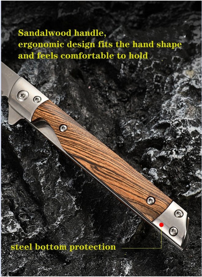 XiuWoo - 5CR15 Stainless Steel Leather Folding Knife Outdoor Camping Knife - Pointy - Image 1