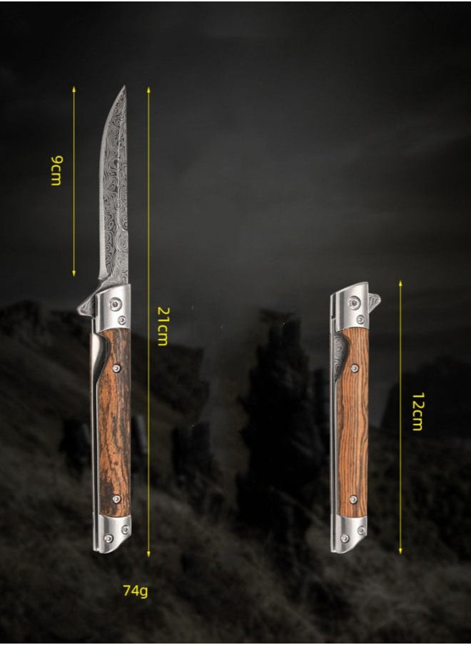 XiuWoo - 5CR15 Stainless Steel Leather Folding Knife Outdoor Camping Knife - Pointy - Image 1