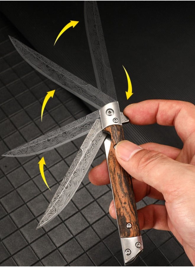 XiuWoo - 5CR15 Stainless Steel Leather Folding Knife Outdoor Camping Knife - Pointy - Image 1