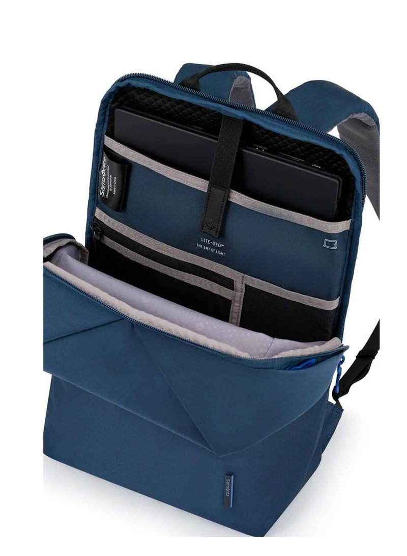 Samsonite Navy Lite-Geo 15.6" Laptop Backpack, 100% Nylon, Navy|Outer Zipper Pockets|Bottle Holder|Internal Key Holder - 3 Years International Warranty  | Best Price UAE