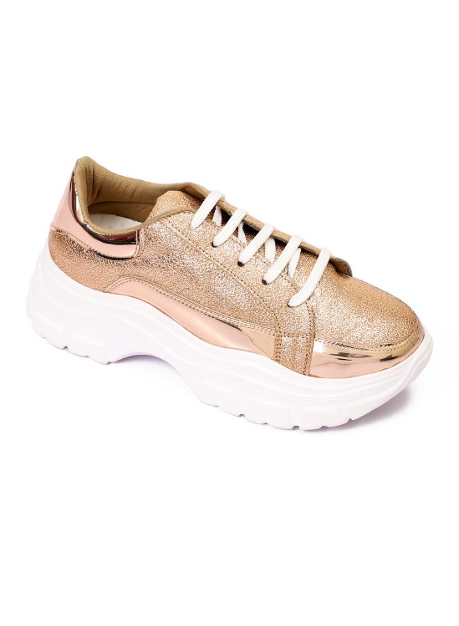 Mr.joe Women Lace-up Sneaker-Gold  - Image 1