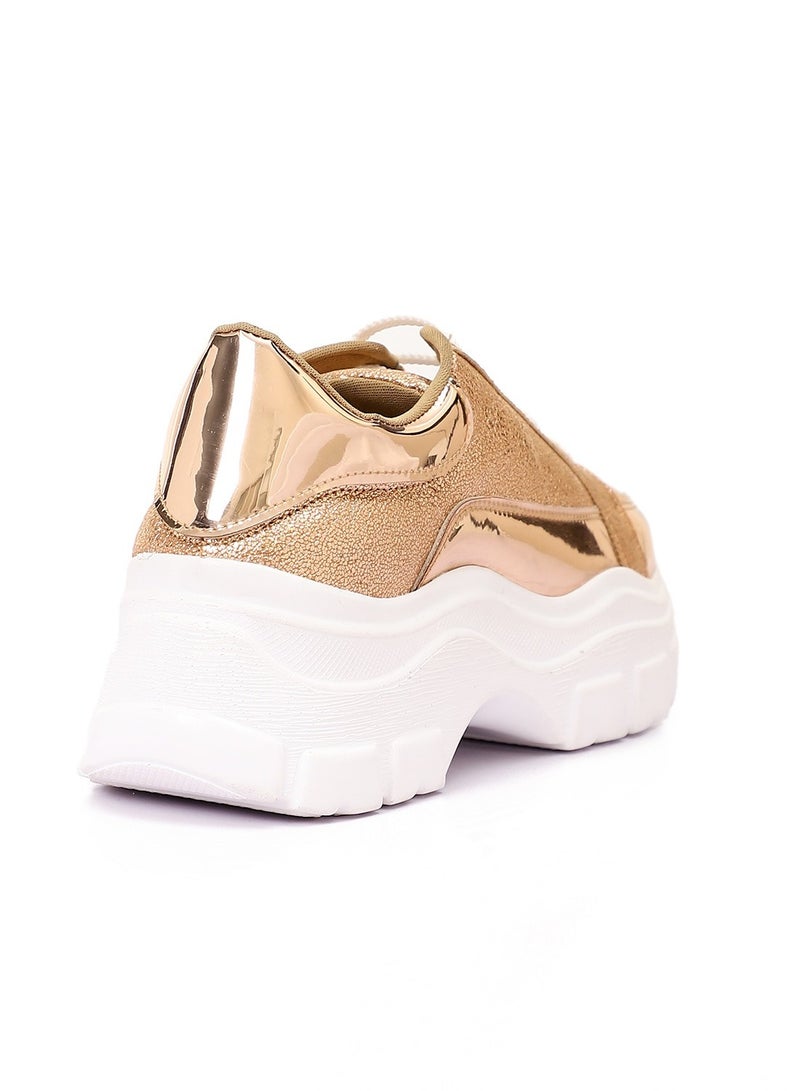 Mr.joe Women Lace-up Sneaker-Gold  - Image 3