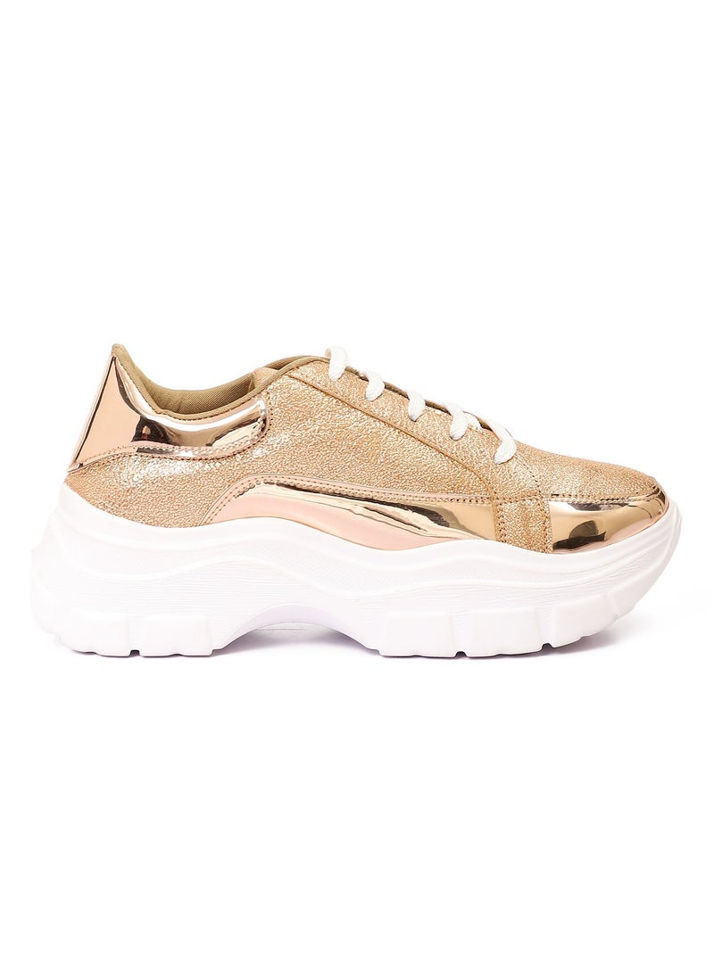 Mr.joe Women Lace-up Sneaker-Gold  - Image 2