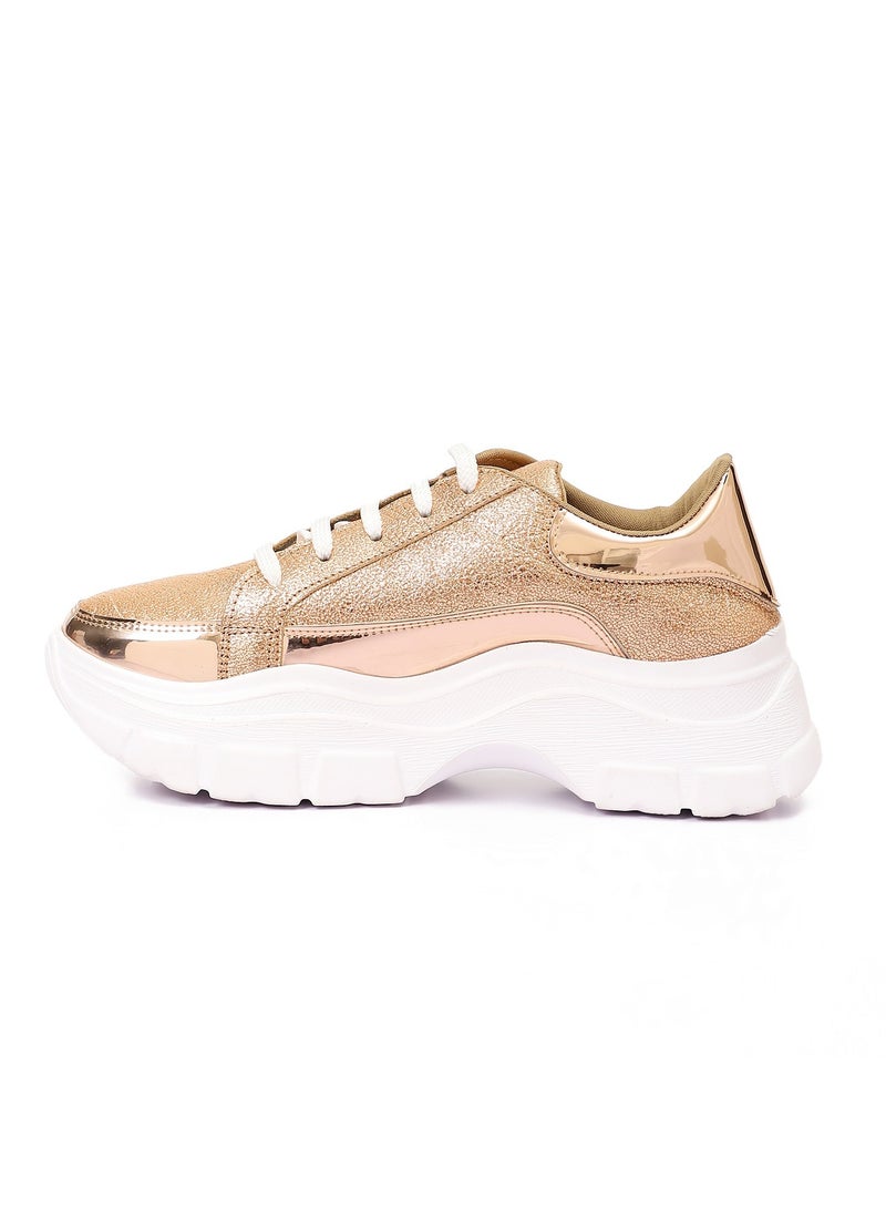 Mr.joe Women Lace-up Sneaker-Gold  - Image 4