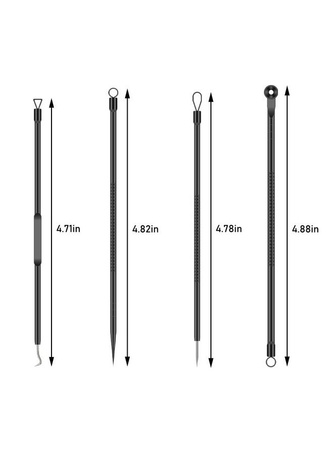 TULOBI Blackhead Remover Pimple Popper Tool Kit 4 Pcs Acne Comedone Zit Blackhead Extractor Tool for Nose Face,Stainless Steel Whitehead Popping Removal Tool Set - Image 2