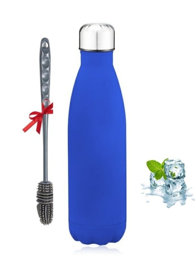 Generic Double Wall Stainless Steel Water Bottle Leakproof Hot and Cold Drink Sports Bottle (500ml) with Silicone Brush (Gift) - Image 1